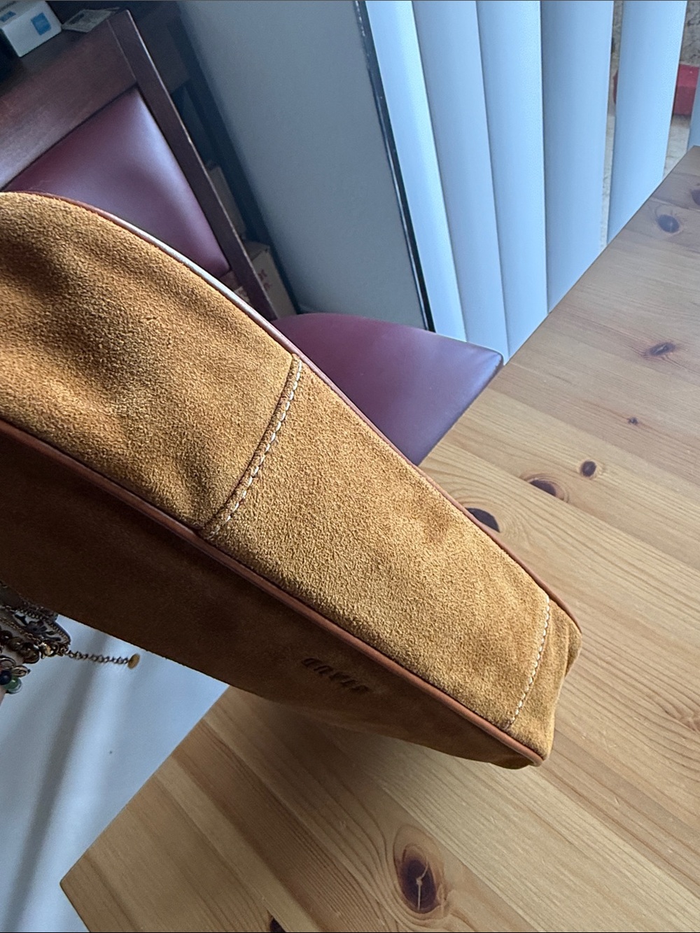 STAUD Pine Shoulder Bag, Tan Suede - Picture 9 of 10